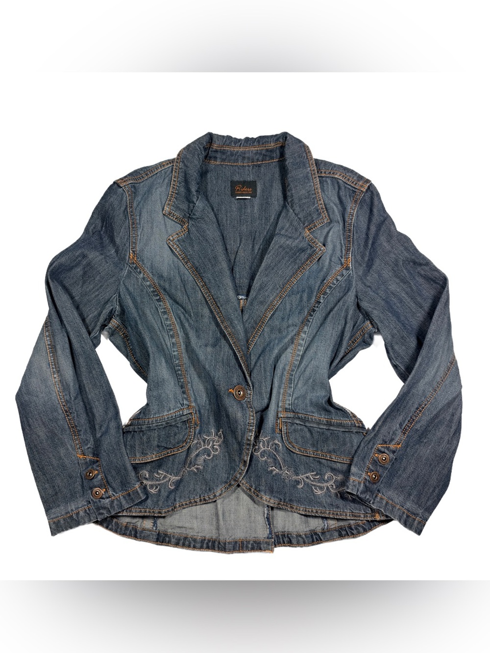 Y2K Riders by Lee Distressed Dark Blue Denim Blazer Jacket